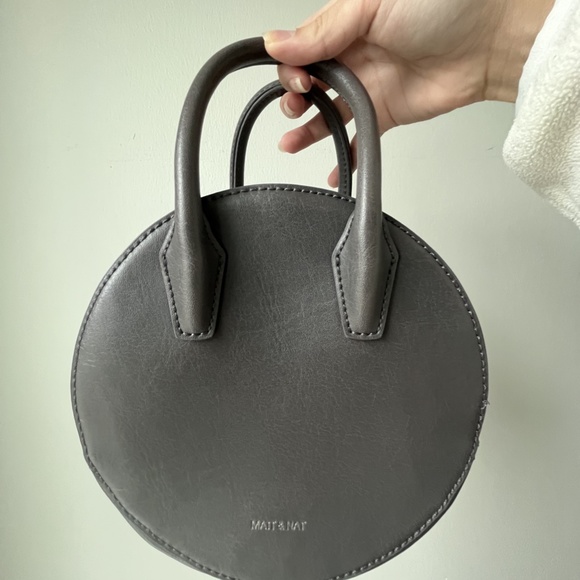 Brown/Grey Mini Matt & Nat Circle Purse - Vegan Leather - Picture 2 of 5